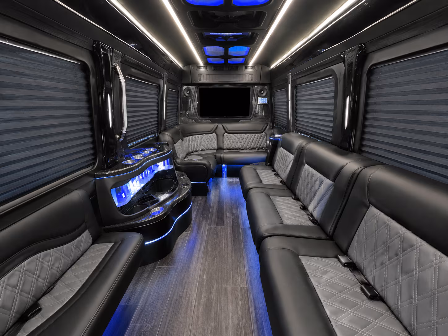 pompano beach 18 passenger party bus interior