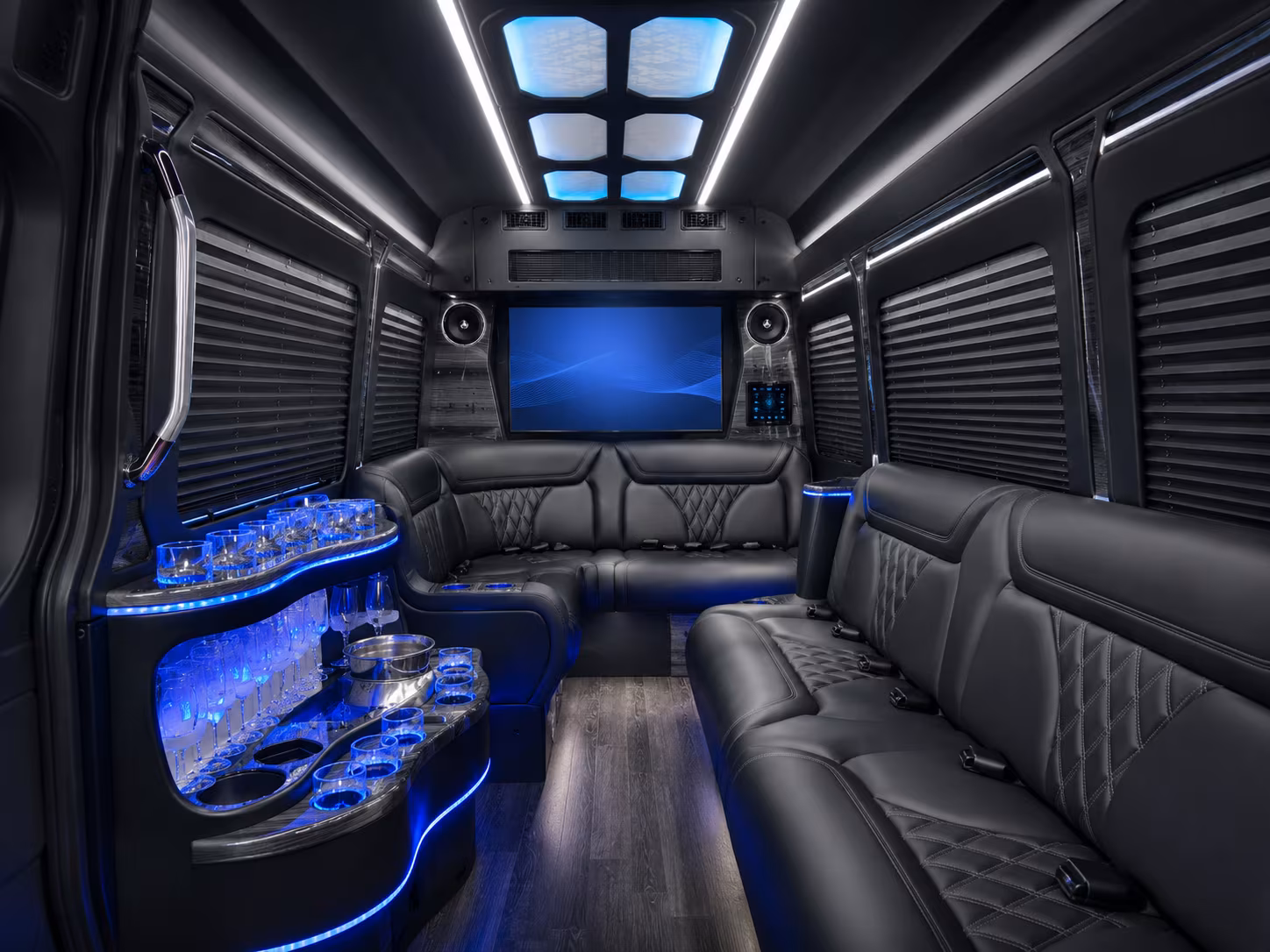 pompano beach 40 passenger party bus interior